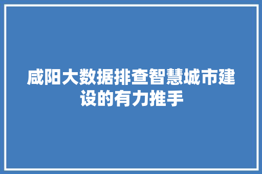 咸阳大数据排查智慧城市建设的有力推手