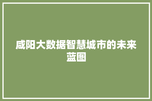 咸阳大数据智慧城市的未来蓝图