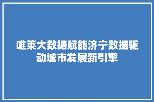 唯莱大数据赋能济宁数据驱动城市发展新引擎