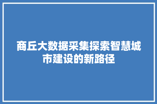 商丘大数据采集探索智慧城市建设的新路径