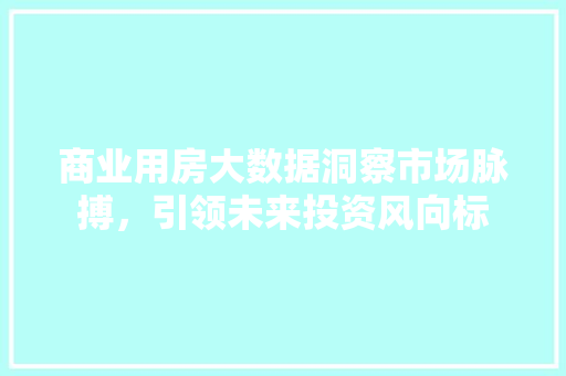 商业用房大数据洞察市场脉搏，引领未来投资风向标