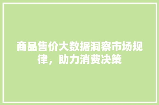 商品售价大数据洞察市场规律，助力消费决策