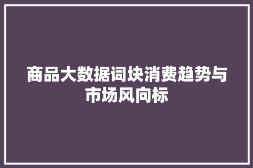 商品大数据词块消费趋势与市场风向标