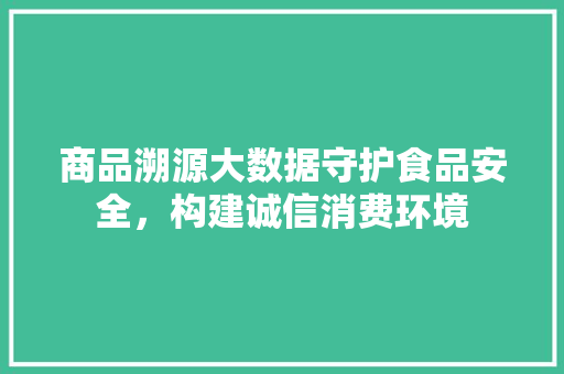 商品溯源大数据守护食品安全，构建诚信消费环境
