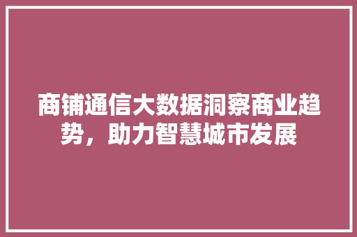 商铺通信大数据洞察商业趋势，助力智慧城市发展