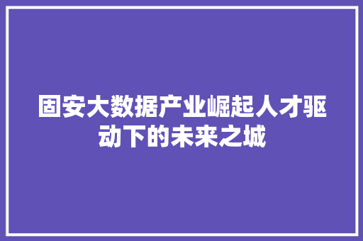 固安大数据产业崛起人才驱动下的未来之城