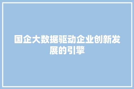 国企大数据驱动企业创新发展的引擎