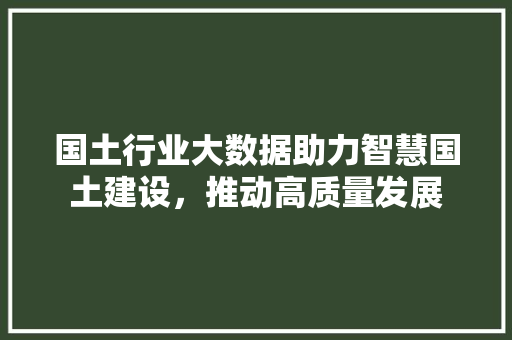 国土行业大数据助力智慧国土建设，推动高质量发展