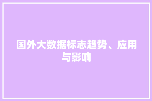 国外大数据标志趋势、应用与影响