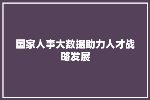 国家人事大数据助力人才战略发展