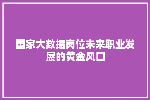 国家大数据岗位未来职业发展的黄金风口
