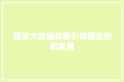 国家大数据战略引领国企创新发展