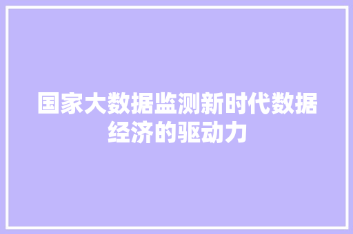 国家大数据监测新时代数据经济的驱动力