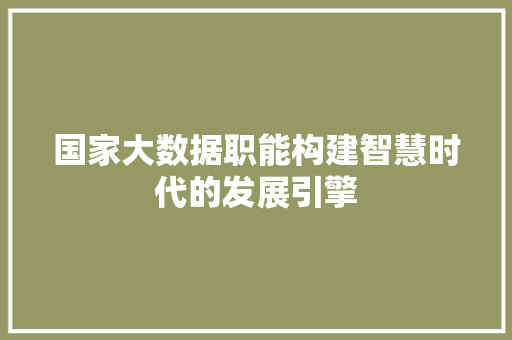 国家大数据职能构建智慧时代的发展引擎