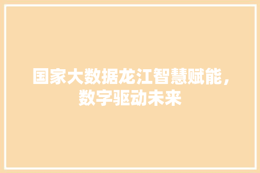 国家大数据龙江智慧赋能，数字驱动未来 WordPress教程