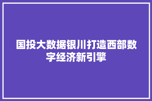国投大数据银川打造西部数字经济新引擎