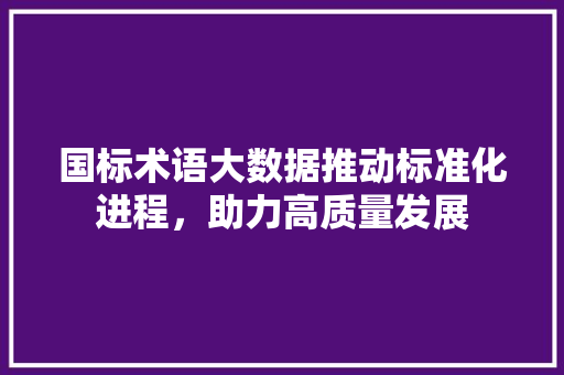 国标术语大数据推动标准化进程，助力高质量发展