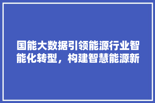 国能大数据引领能源行业智能化转型，构建智慧能源新生态