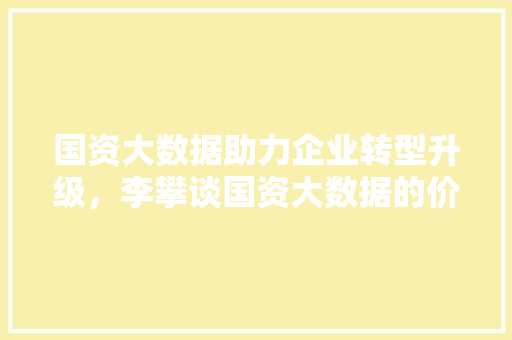 国资大数据助力企业转型升级，李攀谈国资大数据的价值与应用