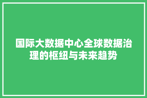 国际大数据中心全球数据治理的枢纽与未来趋势