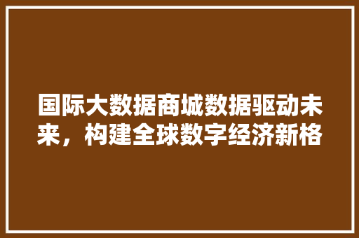 国际大数据商城数据驱动未来，构建全球数字经济新格局