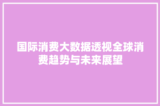 国际消费大数据透视全球消费趋势与未来展望