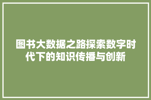 图书大数据之路探索数字时代下的知识传播与创新