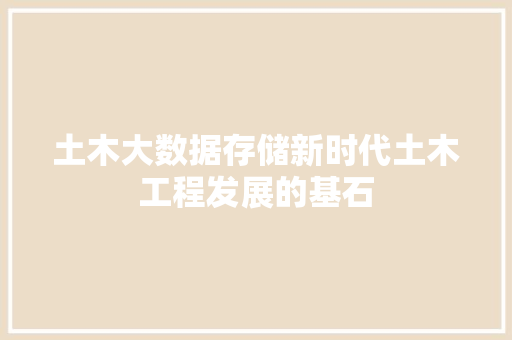 土木大数据存储新时代土木工程发展的基石