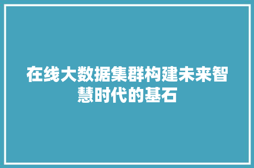 在线大数据集群构建未来智慧时代的基石