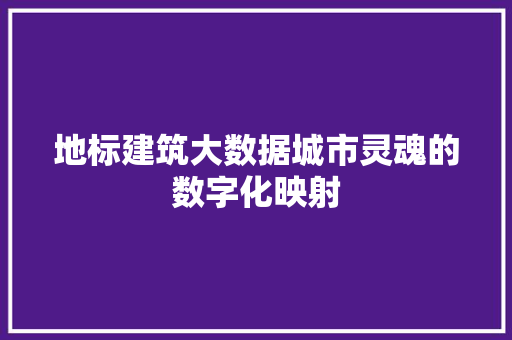 地标建筑大数据城市灵魂的数字化映射