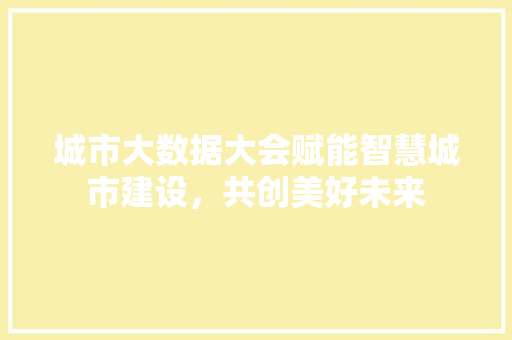 城市大数据大会赋能智慧城市建设，共创美好未来