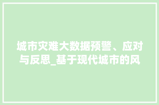 城市灾难大数据预警、应对与反思_基于现代城市的风险管理讨论