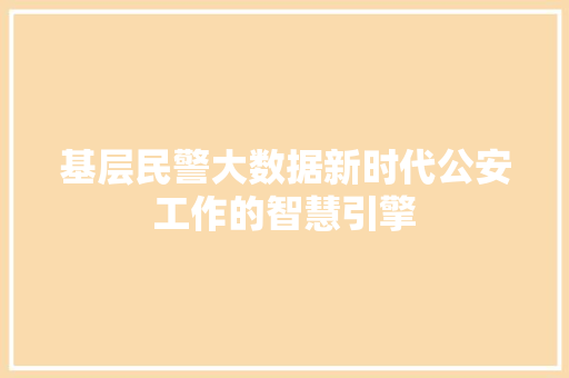 基层民警大数据新时代公安工作的智慧引擎 WordPress教程