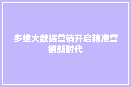 多维大数据营销开启精准营销新时代