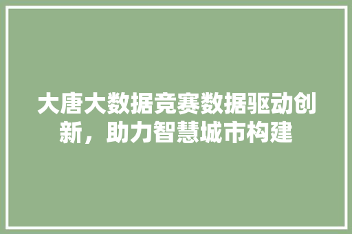 大唐大数据竞赛数据驱动创新，助力智慧城市构建