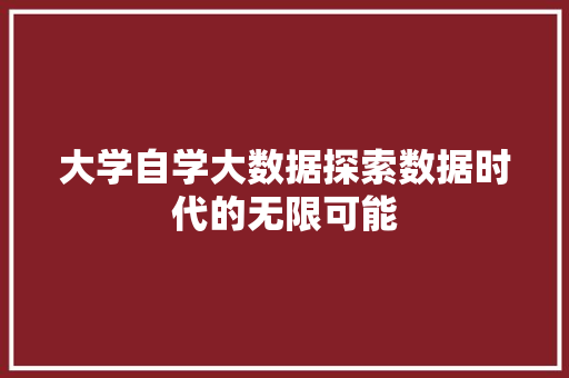 大学自学大数据探索数据时代的无限可能
