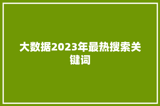 大数据2023年最热搜索关键词