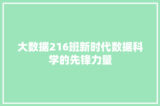 大数据216班新时代数据科学的先锋力量