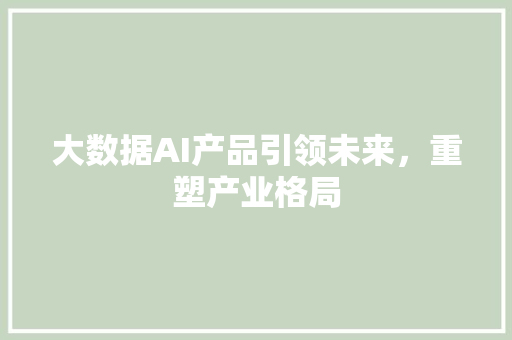 大数据AI产品引领未来，重塑产业格局 建站教程