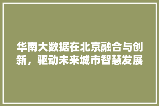 华南大数据在北京融合与创新，驱动未来城市智慧发展