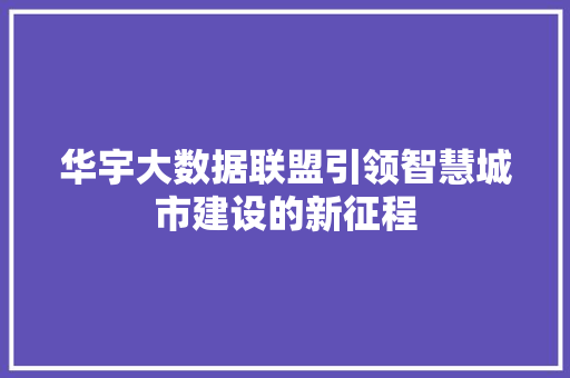 华宇大数据联盟引领智慧城市建设的新征程