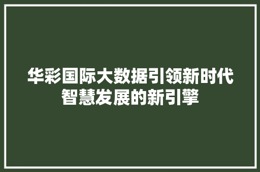 华彩国际大数据引领新时代智慧发展的新引擎