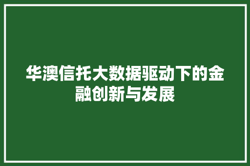 华澳信托大数据驱动下的金融创新与发展