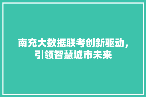 南充大数据联考创新驱动，引领智慧城市未来