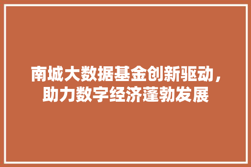 南城大数据基金创新驱动，助力数字经济蓬勃发展