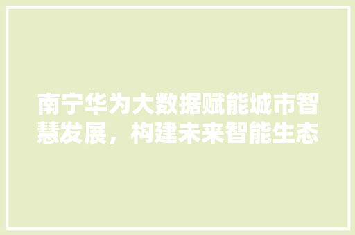 南宁华为大数据赋能城市智慧发展，构建未来智能生态