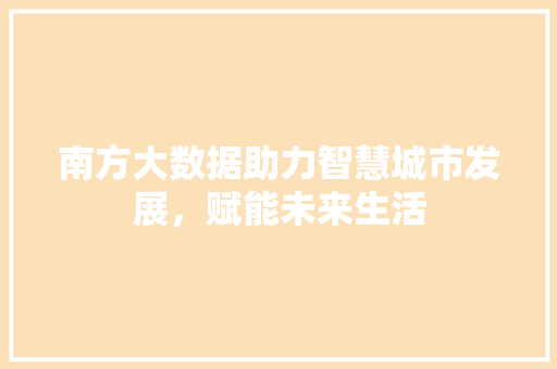 南方大数据助力智慧城市发展，赋能未来生活