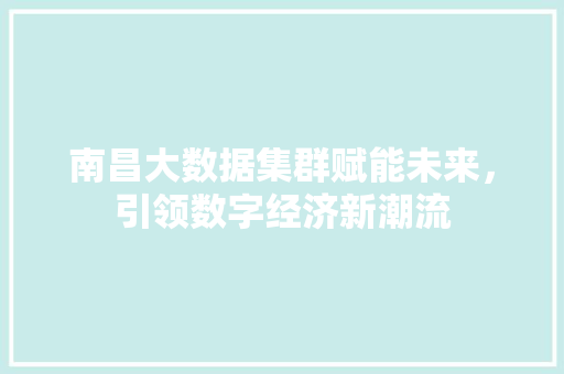 南昌大数据集群赋能未来，引领数字经济新潮流