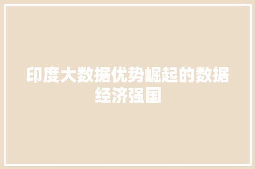 印度大数据优势崛起的数据经济强国
