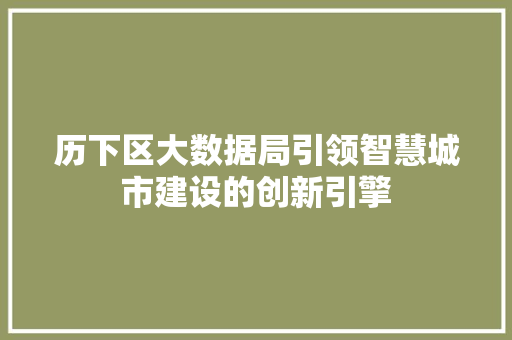 历下区大数据局引领智慧城市建设的创新引擎 建站教程